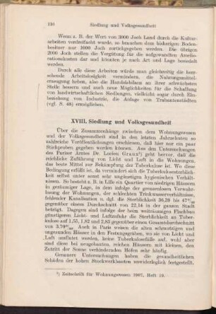 XVIII. Siedlung und Volksgesundheit