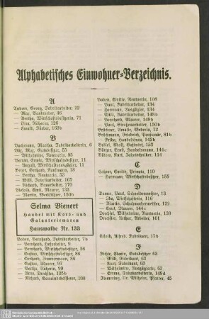 Einwohnerverzeichnis : Alphabetisches Einwohnerverzeichnis