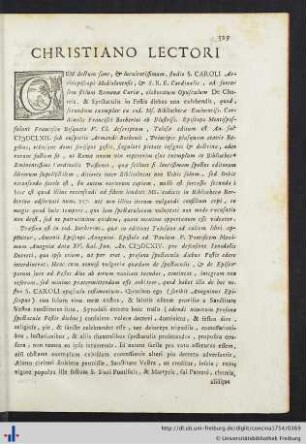 S. Caroli Borromei...Opusculum De Choreis, Et Spectaculis
