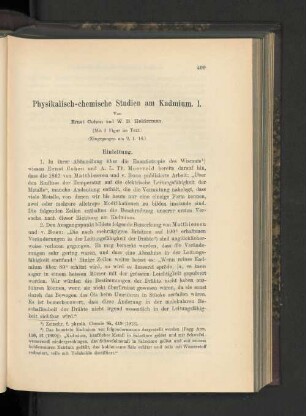 Physikalisch-chemische Studien am Kadmium. I.