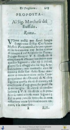 Lettere del Signor Abbate Massola di Raccomandatione.