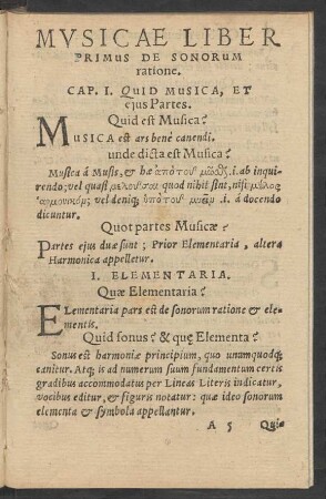 Cap. 1. Quid Musica, Et eius Partes.