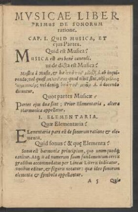 Cap. 1. Quid Musica, Et eius Partes.