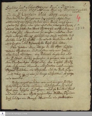 Reisetagebuch von Daniel Zeglin und Christian Friedrich Schwartz.