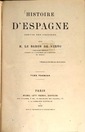 Histoire d'Espagne depuis ses origines, 1