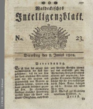 No. 23, Dienstag den 8. Junius 1802