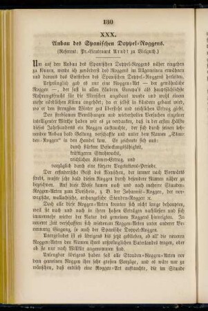 XXX. Anbau des Spanischen Doppel-Roggens