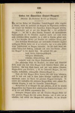 XXX. Anbau des Spanischen Doppel-Roggens
