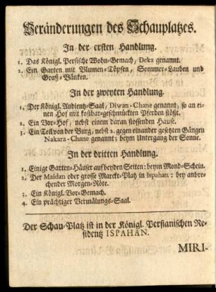 Veränderungen des Schauplatzes
