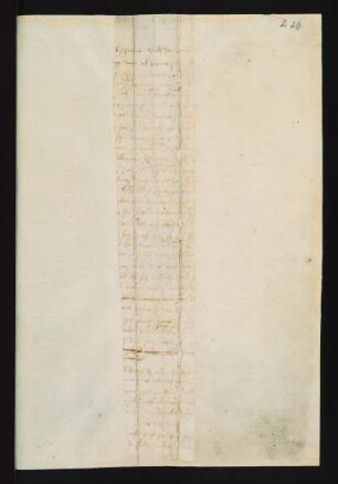 Textfragment : 226r : Textfragment (29,2 x 4,3 bis 5,5 cm (Fragment) in vier Bahnen)