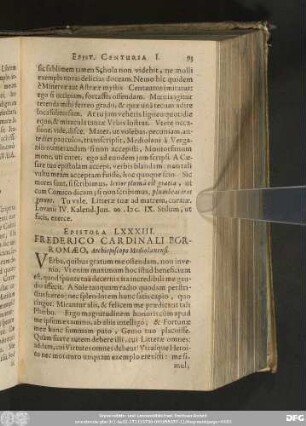 Epistola LXXXIII. Frederico Cardinali Borromaeo, Archiepiscopo Mediolanensi.