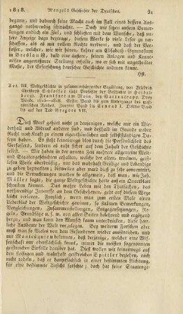 Art. III. Weltgeschichte in zusammenhängender Erzählung, ...