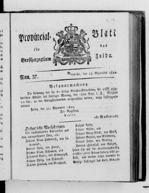 Num. 37, Ausgabe vom 13. September 1820