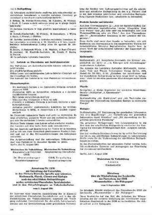 Mitteilung über Wiederholung der Sendereihe des Fernsehens der DDR "Wissenschaftler - für Pädagogen" : vom 3. September 1984