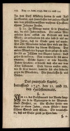 Das zwantzigste Kapitel, betreffend 1747. den 11. und 12. des Herbstmonats
