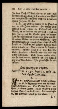 Das zwantzigste Kapitel, betreffend 1747. den 11. und 12. des Herbstmonats
