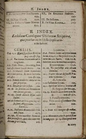 II. Index. Exhibens Catalogum Dictorum Scriptura, qua peculiarem in libello Explicationem habens.