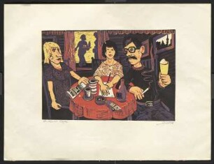 Linolschnitt: Volkmar Götze – Berliner Café (1986)