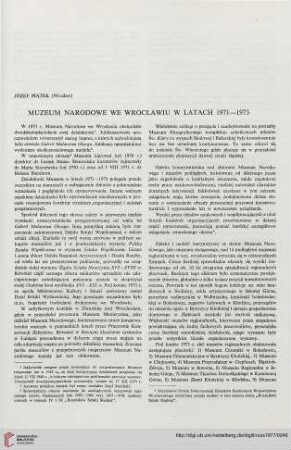 Muzeum Narodowe we Wrocławiu w latach 1971-1973