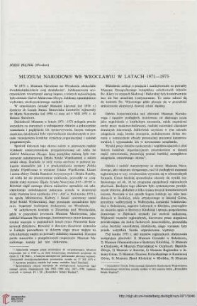 Muzeum Narodowe we Wrocławiu w latach 1971-1973
