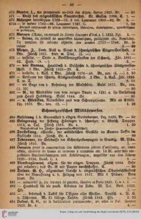Schweizerisches Militärwesen (Nr. 484 - 810)