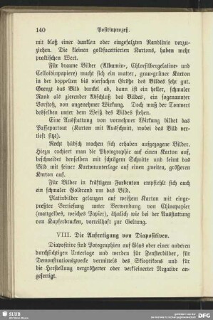 VIII. Die Anfertigung von Diapositiven