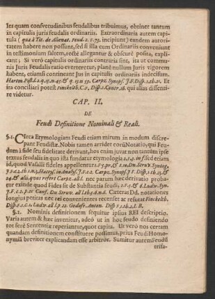 Cap. II. De Feudi Definitione Nominali & Reali.