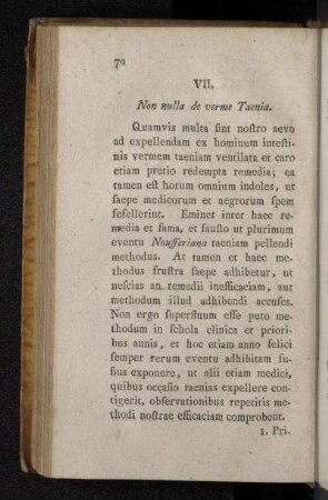 VII. Non nulla de verme Taenia.