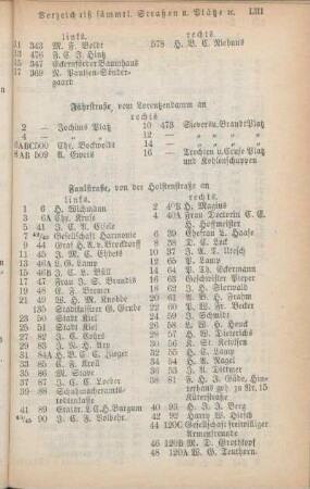 Fährstraße. Faulstraße. [Feuergang. Fischergang. Flämischestraße. Fleethörn. Friedrichsstraße.]