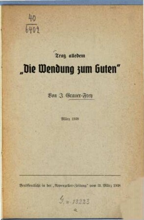 Trotz alledem "Die Wendung zum Guten"