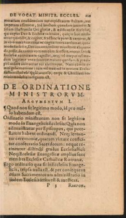De Ordinatione Ministrorum.