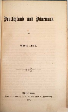 Deutschland und Dänemark im April 1857