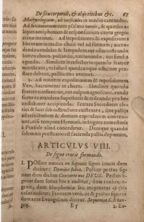 Articvlvs VIII. De signo crucis formando.