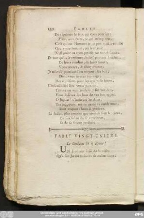 Fable Vingt-Unieme. Le Corbeau & le Renard.