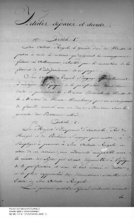 Beitritt Hessens zur Großen Allianz gegen Napoleon. (Geheimartikel, paraphiert)