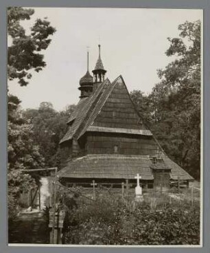 Oberschlesien. Pniow Kr. Trost. Ansicht der im Jahr 1506 errichteten Schrotholzkirche. Diese ist 1956 abgebrannt