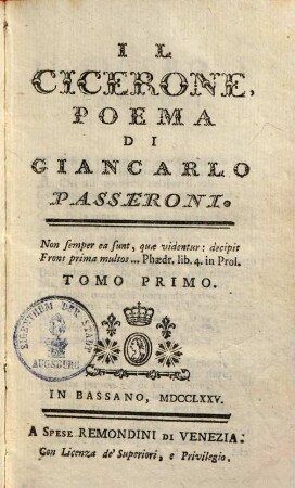 Il Cicerone : poema, 1