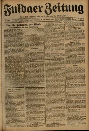 Erste Ausgabe vom Sonntag, den 05. November 1922.