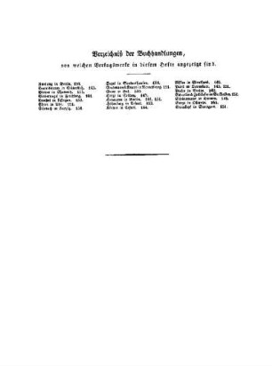 Verzeichnis der Buchhandlungen von welchen Verlagswerke in diesem Hefte angezeigt sind