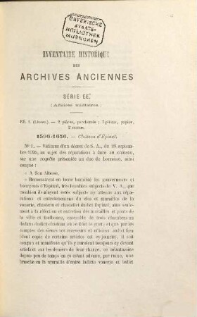 Inventaire historique des archives anciennes de la ville d'Épinal, 6. Affaires militaires, coutume : 1305 - 1789