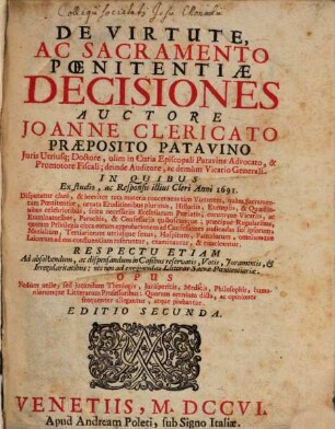 De Virtute ac Sacramento poenitentiae decisiones