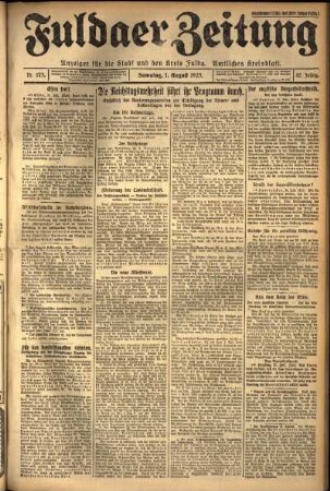 Ausgabe vom Samstag, den 01. August 1925.