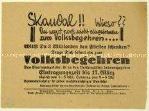 Aufruf der KPD zur Teilnahme am Volksbegehren zur Fürstenenteignung 1926