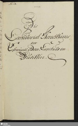 No: 20. Die Consistorial Gerechtsame des Ehrwürdl. Dom-Capituls in Budissin.