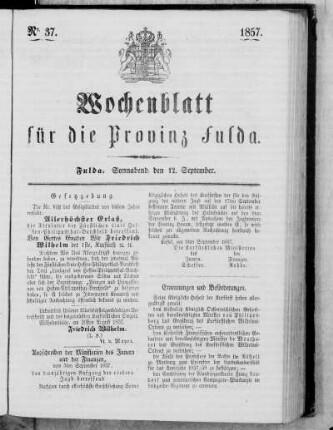 Nr. 37, Ausgabe vom 12. September 1857
