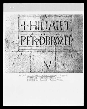 Grabinschrift des Petrus de Brozet