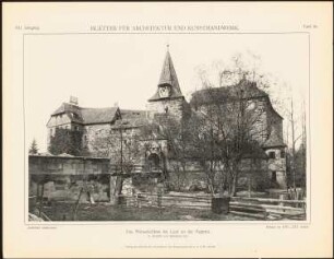 Wenzelschloss, Lauf: Ansicht von Südosten (aus: Blätter für Architektur und Kunsthandwerk, 21. Jg., 1908, Tafel 20)