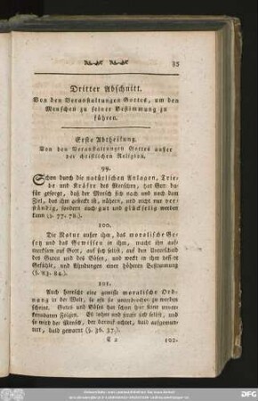 Erste Abtheilung. Von den Veranstaltungen Gottes außer der christlichen Religion.