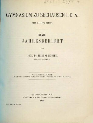 Jahresbericht. 1890/91