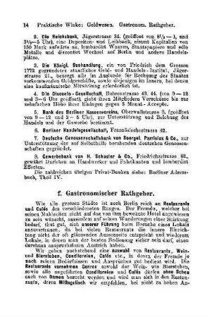 f. Gastronomischer Rathgeber